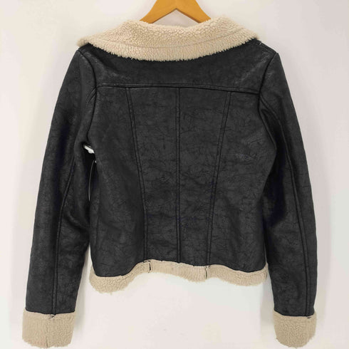Exrellin 裏地 ボア フリース フェイクレザー ムートン ジャケット レディース import:M