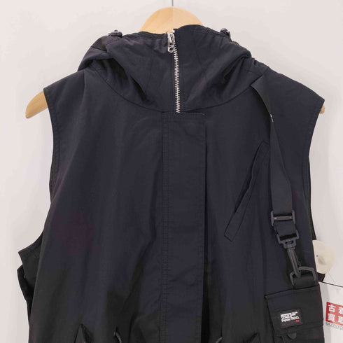 S.DEER CONCEPT バックプリント ミリタリー モッズ ロング コート ベスト ジレ メンズ import:L