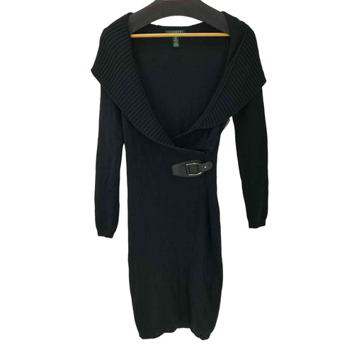ローレンラルフローレン LAUREN RALPH LAUREN ショールカラー ベルデット ニット ドレス ワンピース レディース import:XS