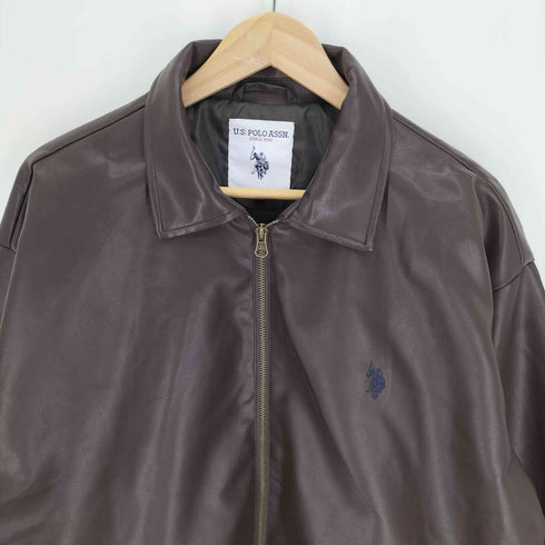 ユーエスポロアッスン U.S.POLO ASSN ジップアップ フェイクレザー ジャケット メンズ import:L