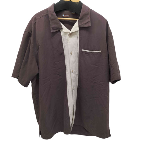 CENTRO レーヨン混 開襟 BOX型 ステッチデザイン半袖シャツ メンズ JPN:XXL