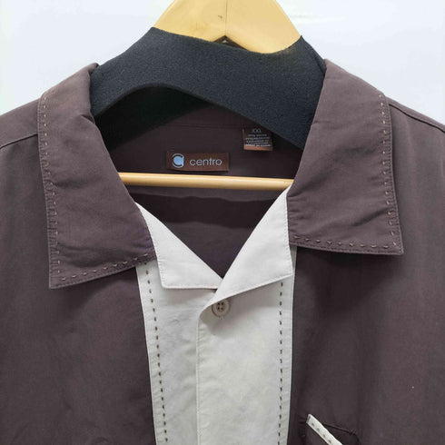 CENTRO レーヨン混 開襟 BOX型 ステッチデザイン半袖シャツ メンズ JPN:XXL