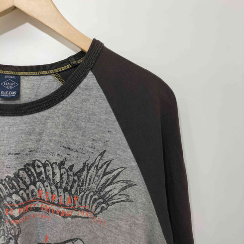 リプレイ REPLAY BLUE JEANS 00s Y2K イーグル 鷹 ラグラン カットソー メンズ