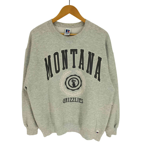 ラッセルアスレチック RUSSELL ATHLETIC 90S 刺繍タグ USA製 フットボール チームロゴ エンブレム プリント クルーネック スウェット トレーナー メンズ import:XL