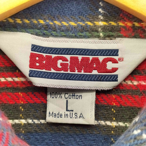 ビッグマック BIG MAC 80S USA製 ヘビーウェイト ネル L/S シャツ ヘビネル メンズ import:L