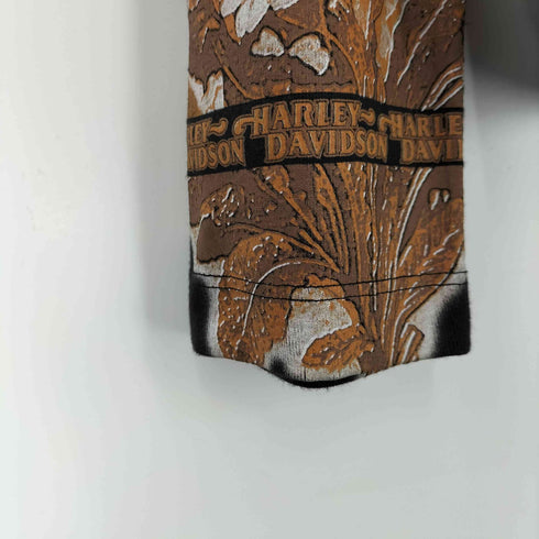 ハーレーダビッドソン HARLEY-DAVIDSON 00S プリント ギャザー デザイン クロップド L/S カットソー ロンT Y2K レディース import:XL