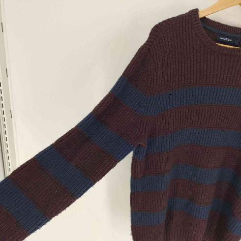 ノーティカ NAUTICA ロゴ刺繍 ボーダー ニット セーター メンズ import:L