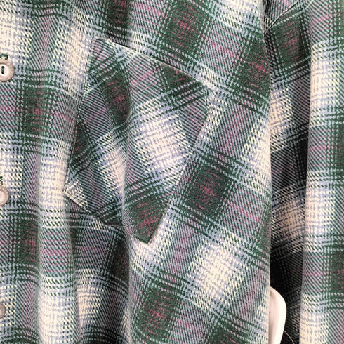 EXPRESS TRICOT USA製 コットンポリ チェック柄 L/S シャツ メンズ L