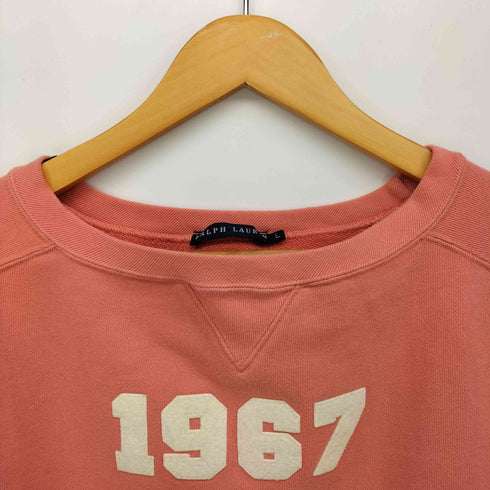 ラルフローレン RALPH LAUREN 1967 アップリケ 前 Vガゼット 裏地パイル クルーネック スウェット レディース import:L