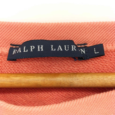 ラルフローレン RALPH LAUREN 1967 アップリケ 前 Vガゼット 裏地パイル クルーネック スウェット レディース import:L