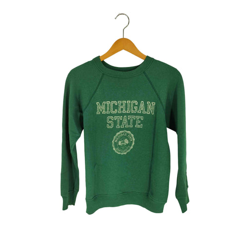 チャンピオン Champion 80S USA製 トリコタグ MICHIGAN ラグラン カレッジロゴ クルーネックスウェット メンズ import:M