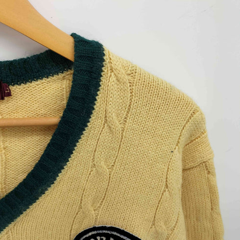 チャップスラルフローレン CHAPS RALPH LAUREN ロゴ エンブレム ウール ケーブル編み Vネック ニット メンズ import:L