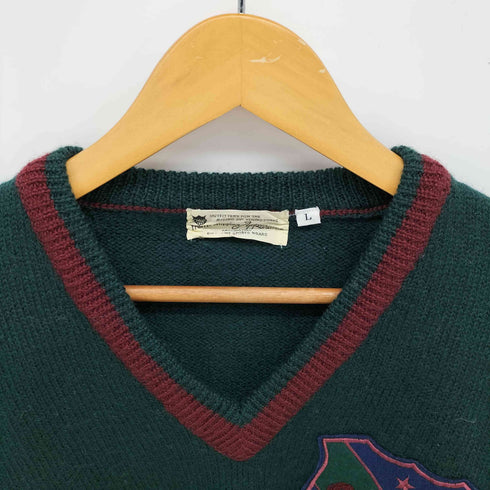 TRAFFIC STOPPING APPEARANCE エンブレム ロゴ ウール Vネック ニット メンズ import:L