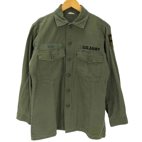 ユーエスアーミー U.S. ARMY 70S SATTEN OG 107 コットン サテン ユーティリティー ミリタリー シャツ 1972年製 メンズ 15 1/2×31
