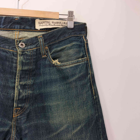 キャピタル KAPITAL 岡山御津工場 インディゴ 赤耳 ボタンフライ ストレート デニムパンツ メンズ 34