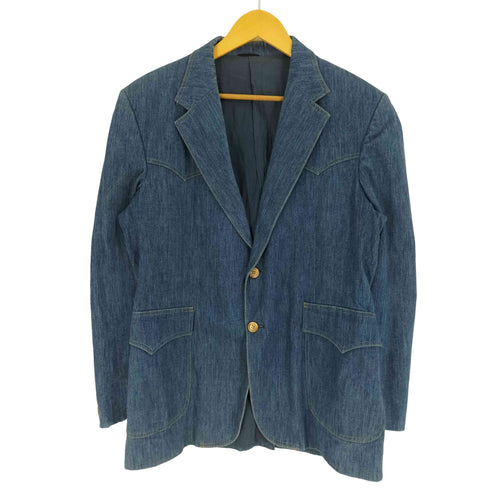Men’s Quality Fashions ウェスタンライク デニム 2B シングルブレスト テーラード ジャケット 肩パット メンズ 42襟に