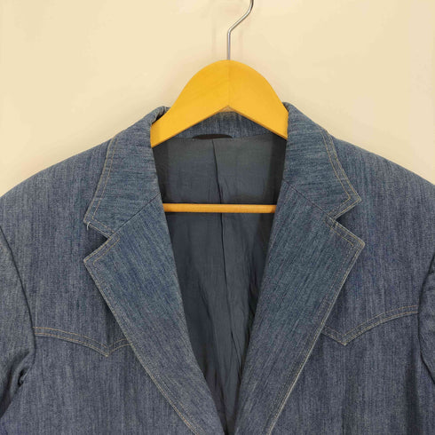 Men’s Quality Fashions ウェスタンライク デニム 2B シングルブレスト テーラード ジャケット 肩パット メンズ 42襟に