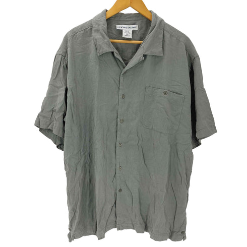 IRVINE PARK シャドーストライプ 開襟 オープンカラー シルク シャツ メンズ import:XL