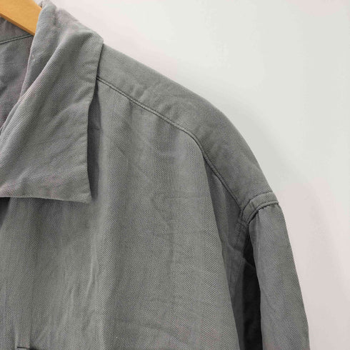 IRVINE PARK シャドーストライプ 開襟 オープンカラー シルク シャツ メンズ import:XL