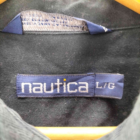 ノーティカ NAUTICA 90S エンブレム ロゴ 刺繍 コットンツイル ボタンダウン L/S シャツ メンズ import:L