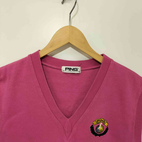 ピン ping ロゴ刺繍 Vネック コットンニットベスト メンズ JPN:L