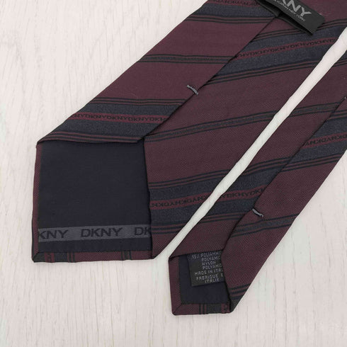ダナキャランニューヨーク DKNY イタリア製 ストライプ シルク混 ネクタイ メンズ