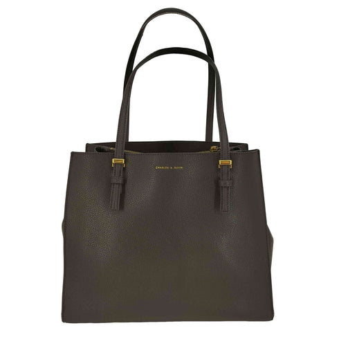 チャールズアンドキース CHARLES&KEITH Sansa サンサ レザー クラシック ダブルハンドル トート バッグ シボ革 レディース