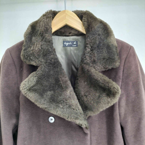 アニエスベー agnes b. PARIS アンゴラ混 ボア ウールコート レディース EUR:38