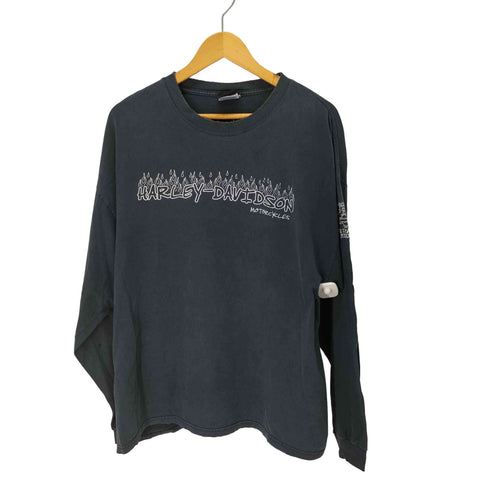 ハーレーダビッドソン HARLEY-DAVIDSON フレイムロゴ ダメージ加工 L/S Tシャツ メンズ