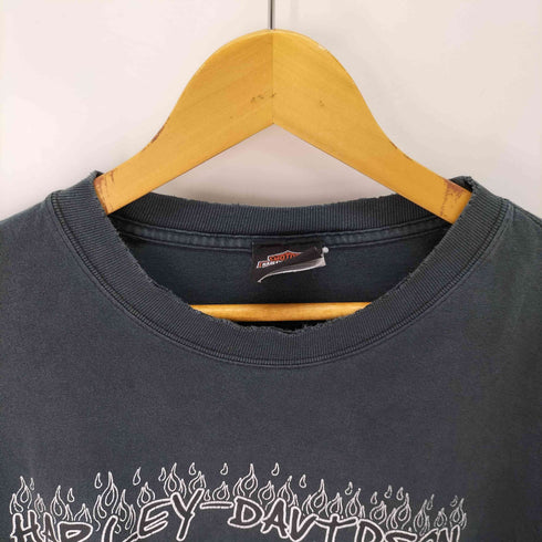 ハーレーダビッドソン HARLEY-DAVIDSON フレイムロゴ ダメージ加工 L/S Tシャツ メンズ