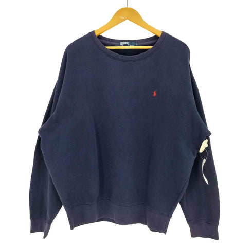 ポロバイラルフローレン Polo by RALPH LAUREN 90-00s ポニー刺繍 コットンポリ クルーネック スウェット メンズ import:L