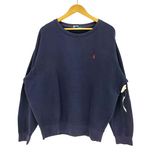ポロバイラルフローレン Polo by RALPH LAUREN 90-00s ポニー刺繍 コットンポリ クルーネック スウェット メンズ import:L