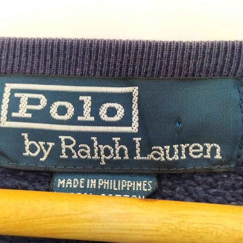 ポロバイラルフローレン Polo by RALPH LAUREN 90-00s ポニー刺繍 コットンポリ クルーネック スウェット メンズ import:L
