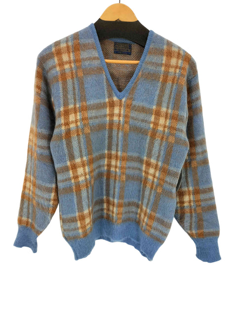 ペンドルトン PENDLETON 50-60s USA製 Vネックチェックニット メンズ JPN:M