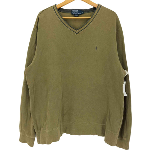 ポロバイラルフローレン Polo by RALPH LAUREN 90-00s ポニー刺繍 Vネック コットンニット メンズ import:XL