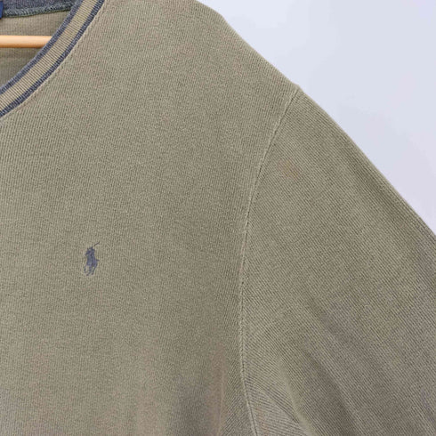 ポロバイラルフローレン Polo by RALPH LAUREN 90-00s ポニー刺繍 Vネック コットンニット メンズ import:XL