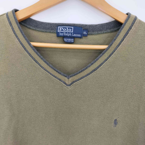 ポロバイラルフローレン Polo by RALPH LAUREN 90-00s ポニー刺繍 Vネック コットンニット メンズ import:XL