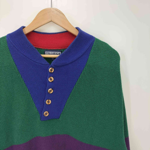 ランズエンド LANDS END 90s-00s クレイジーパターン コットンニット メンズ JPN:L