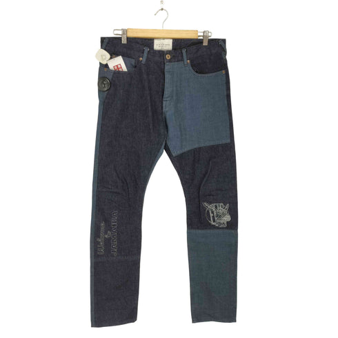 レッドイヤー RED EAR 刺繍パッチワークデニムパンツ メンズ JPN:XL