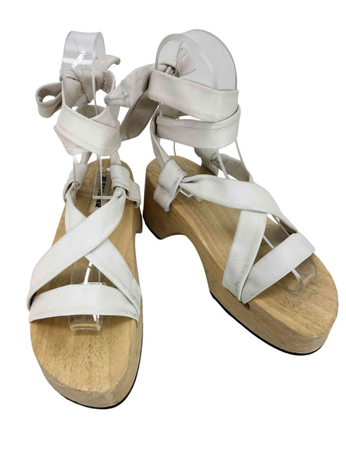 ジルサンダー JIL SANDER lace up clog sandals レザーストラップ ウッドサンダル レディース