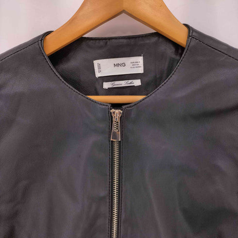 マンゴー MNG SHEEP LEATHER シープレザーノーカラージャケット レディース S
