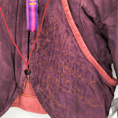 SEE ING RED クロップド フロント刺繍 ジップパーカー メンズ