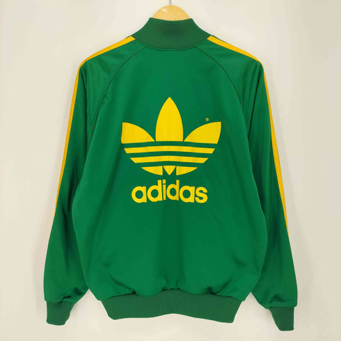 アディダス adidas 80-90s デサント製 トレフォイルロゴ刺繍 背面プリント 3ライン トラックジャケット メンズ M-L