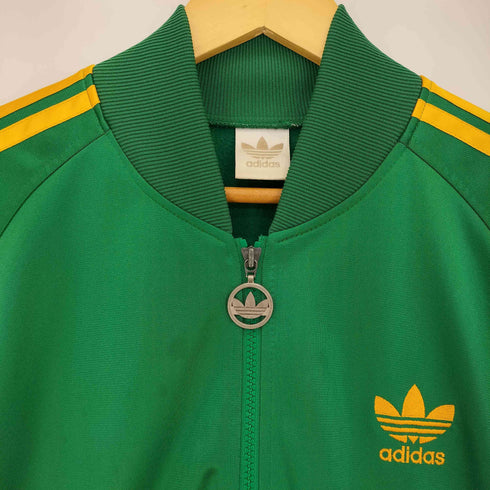 アディダス adidas 80-90s デサント製 トレフォイルロゴ刺繍 背面プリント 3ライン トラックジャケット メンズ M-L