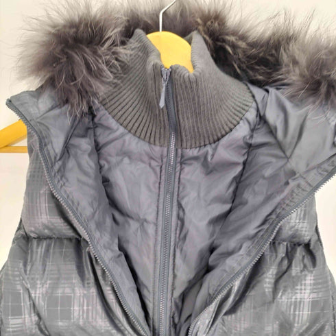 タトラス TATRAS チェック柄 ポーランドラクーンファー 2WAY ダブルジップ ダウンベスト Y2K レディース 3