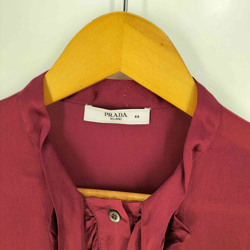 プラダ PRADA シルク100% ボウタイ フリルブラウス レディース FR:44