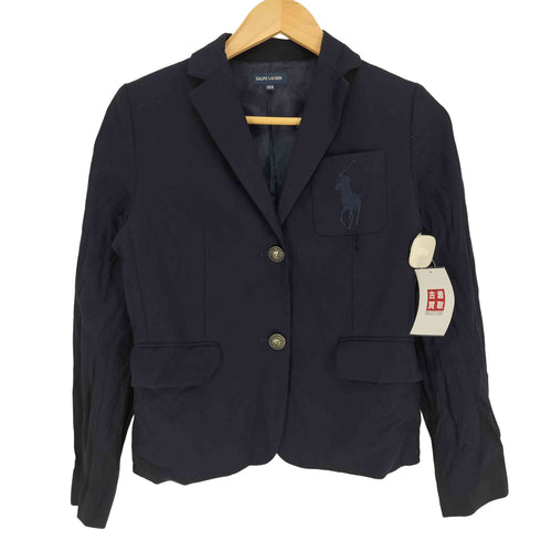 ラルフローレン RALPH LAUREN ビッグポニー刺繍 紺ブレ シングルブレスト テーラード ジャケット レディース 160