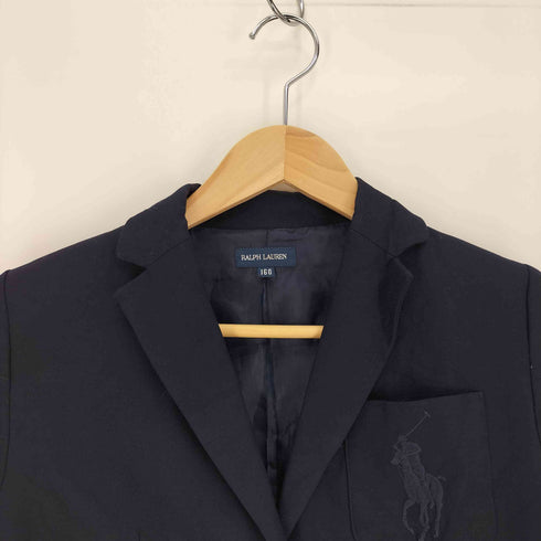 ラルフローレン RALPH LAUREN ビッグポニー刺繍 紺ブレ シングルブレスト テーラード ジャケット レディース 160