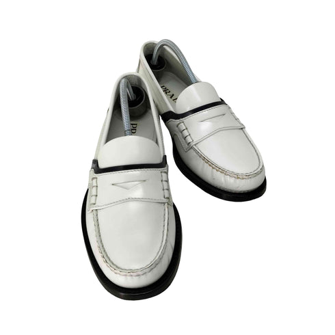 プラダ PRADA ホワイト レザー コインローファー メンズ 6