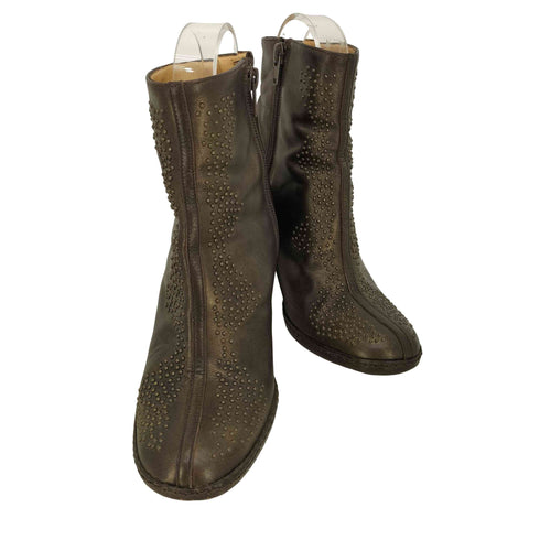 ドリスヴァンノッテン DRIES VAN NOTEN Y2K サイドジップ スタッズ ショート ヒールブーツ レディース 38